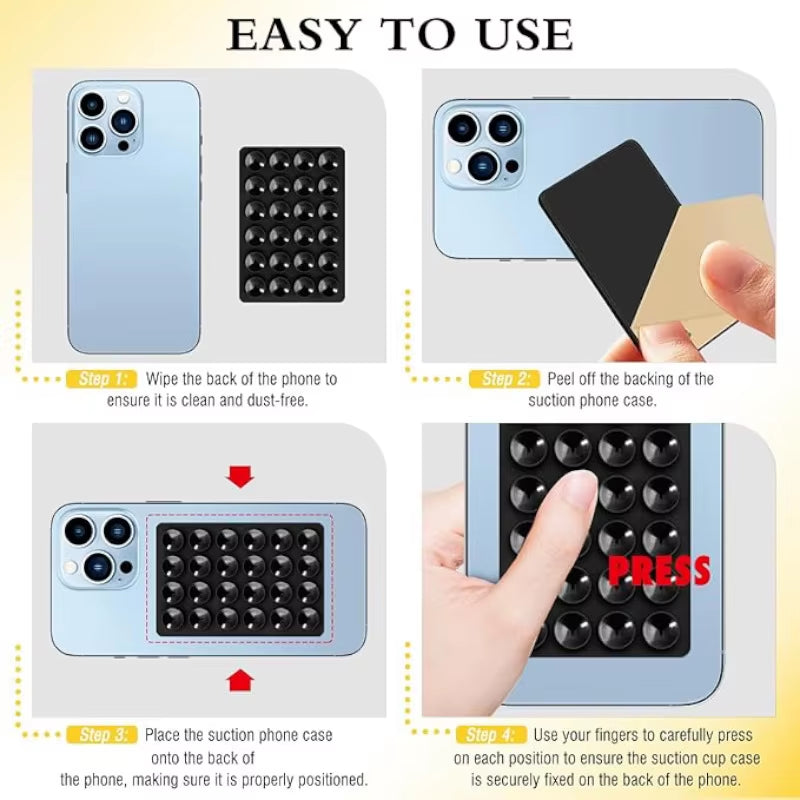 2 Pack Silicone Suction Phone Case Mount, Non Slip Sticky Phone Grip for Cellphone for Strong Grip Holder for Selfies and Videos